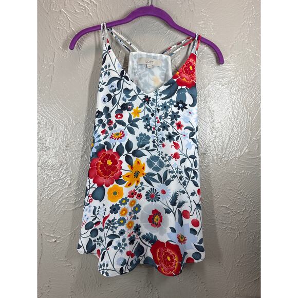 Ann Taylor Loft Tank Top Womens Sleeveless Spaghetti Straps Floral Print Size XS - Picture 1 of 5